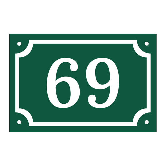 Husnummerskylt - Grön/Vit - 150x100mm - Gammaldags stil