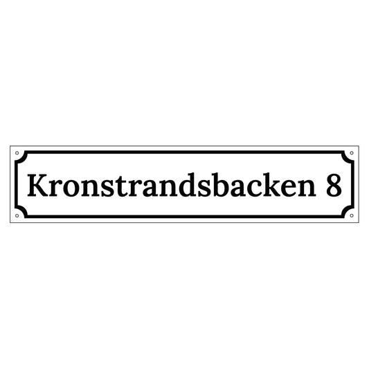Husskylt - Vit/Svart - 500x110mm - Gammaldags stil