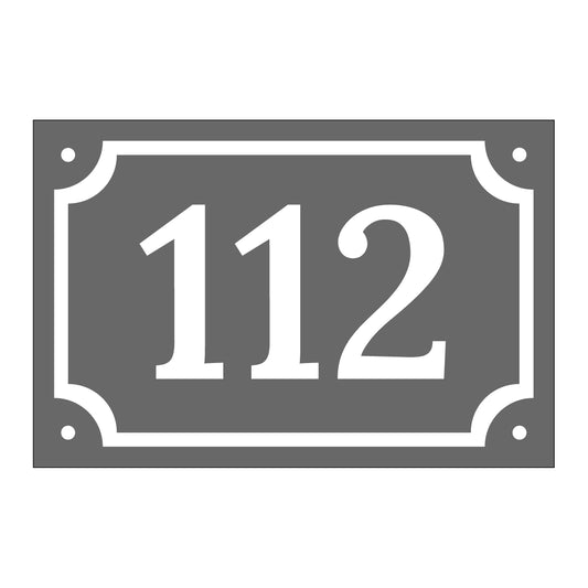 Husnummerskylt - Grå/Vit - 150x100mm - Gammaldags stil